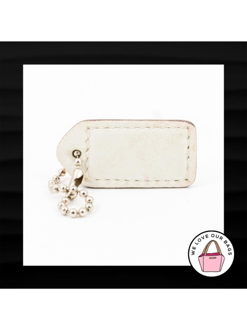 1.5" Small COACH TAN WHITE LEATHER KEY FOB CHARM KEYCHAIN HANG TAG WRISTLET - Picture 2 of 2
